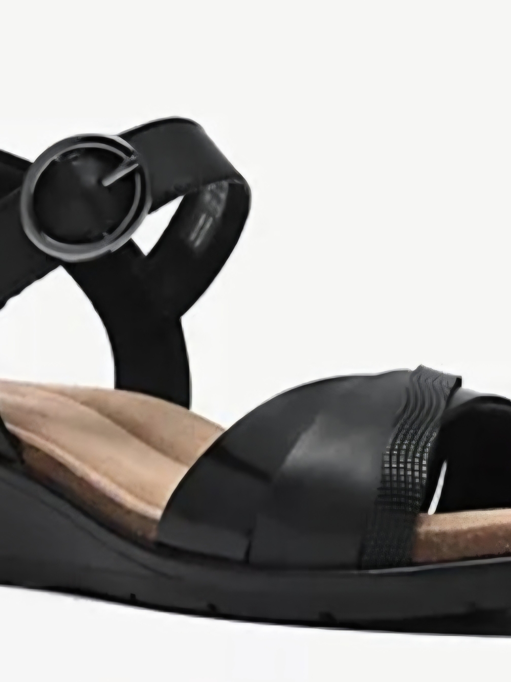 Clarks NWT Size 7 Comfort Black Women's Wedge Sandals with Ankle Strap MSRP$95